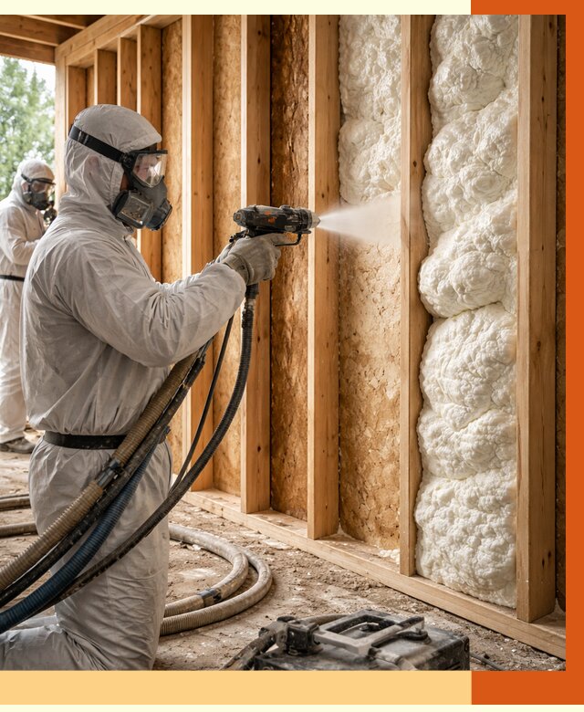 Утепление каркасного дома ППУ в Удомле от 2909 руб./м2 — работа под ключ | ТепломастерДмл