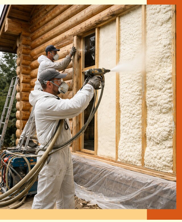 Утепление деревянного дома ППУ в Удомле от 4363 руб/м2 | ТепломастерДмл — под ключ