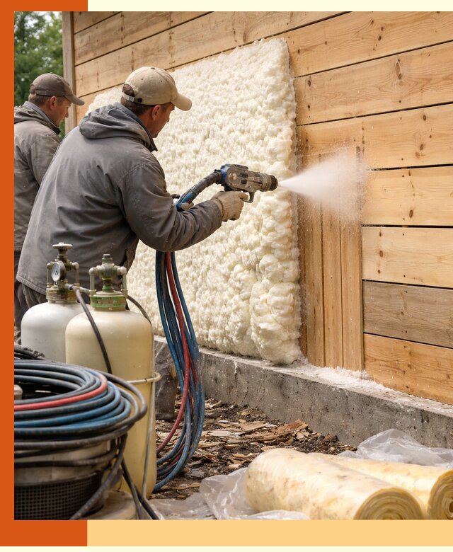 Утепление деревянного дома пенополиуретаном в Удомле