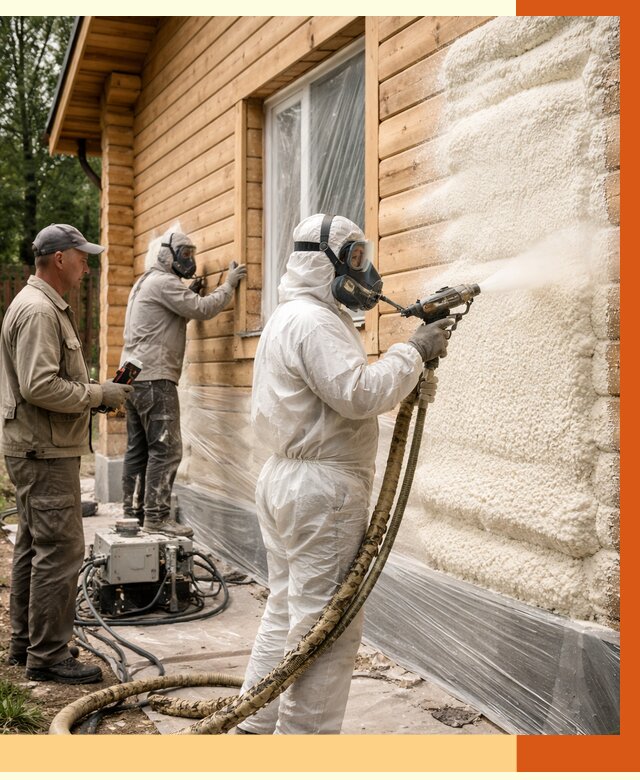 Утепление дома из бруса ППУ в Удомле от 4000 руб/м2 под ключ | ТепломастерДмл