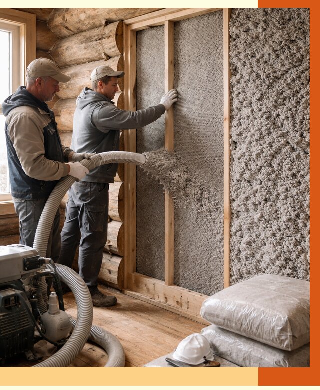 Утепление бревенчатого дома эковатой в Удомле от 2857 руб. | ТепломастерДмл