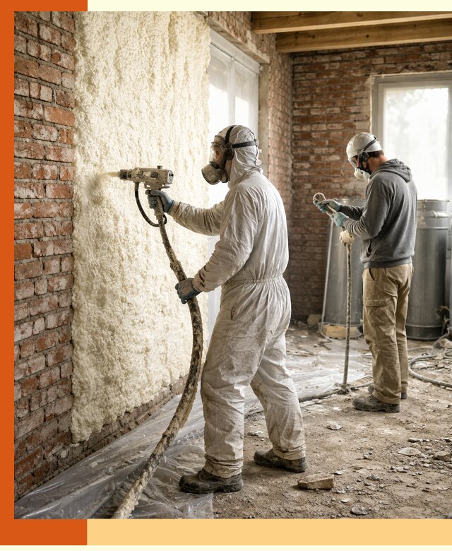 Утепление кирпичного дома пенополиуретаном в Удомле