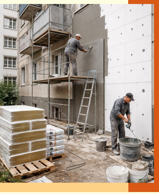 Утепление квартиры снаружи в Удомле от 6389 руб/м2 под ключ | ТепломастерДмл