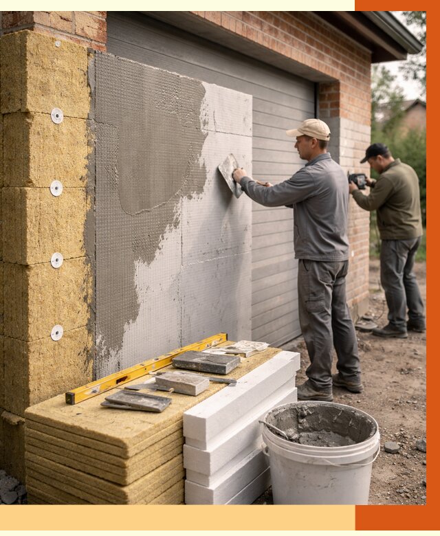 Утепление гаража снаружи в Удомле от 4363 руб. за м2 — наружное утепление под ключ | ТепломастерДмл