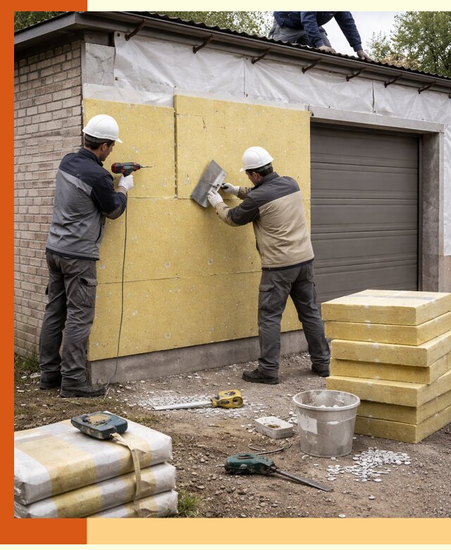 Утепление гаража снаружи в Удомле качественно и надёжно