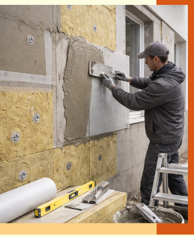 Утепление фасада под штукатурку в Удомле от 4363 руб/м2 — монтаж пенопластом и минватой | ТепломастерДмл