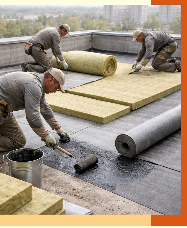 Утепление плоской крыши в Удомле от 7480 руб./м2 под ключ | ТепломастерДмл
