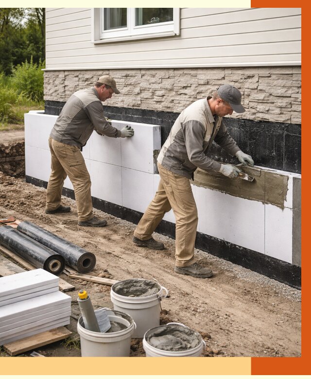 Утепление фундамента снаружи в Удомле от 4363 руб. за м² | ТепломастерДмл