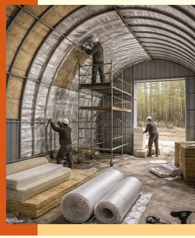 Утепление арочного ангара под ключ в Удомле