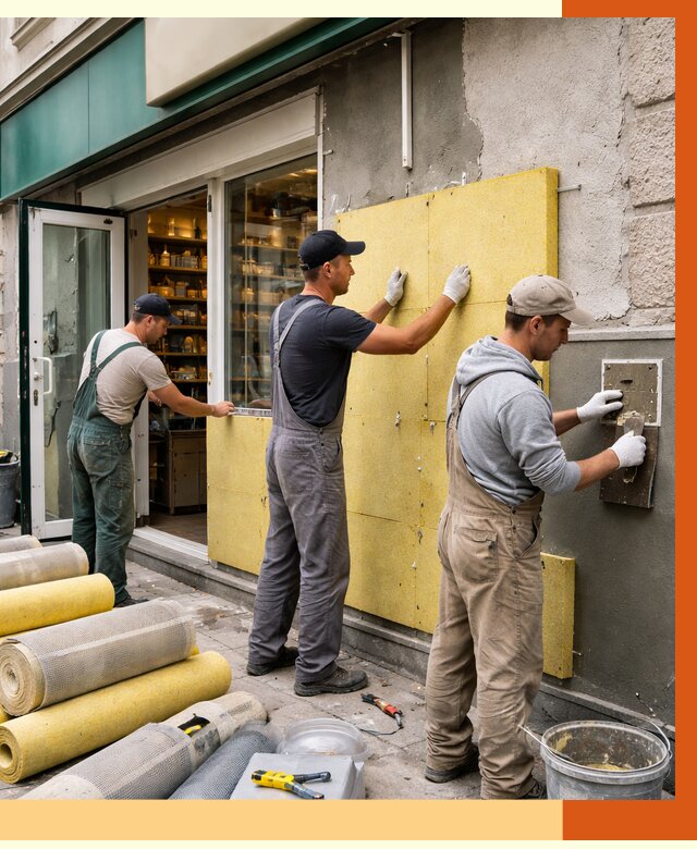 Утепление магазина в Удомле от 4675 руб/м2 — цена, стены и снаружи | ТепломастерДмл