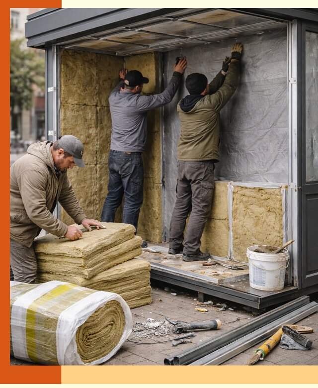 Утепление павильона шаурмы под ключ в Удомле