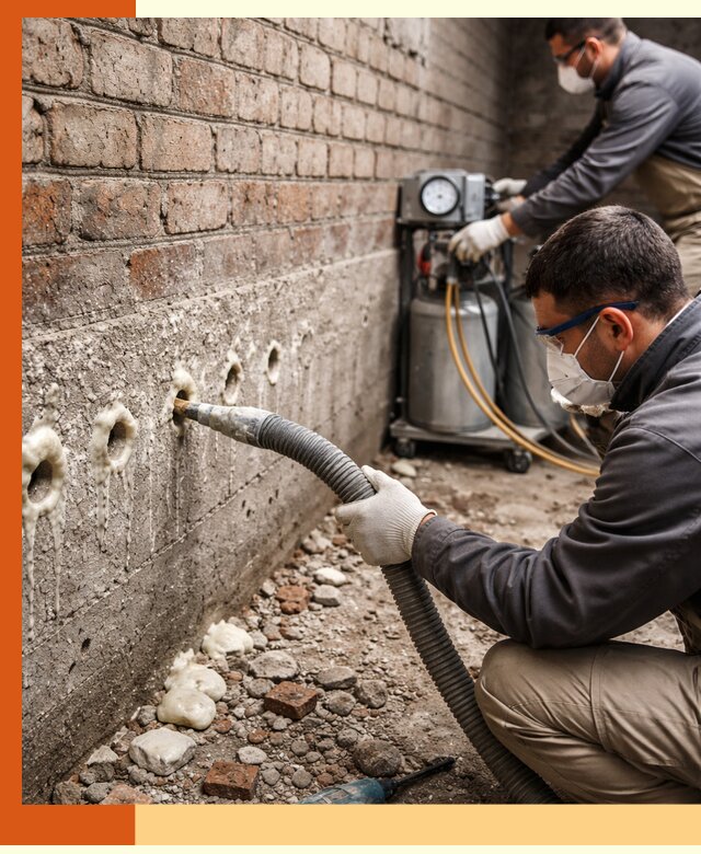 Заполнение колодцевой кладки ППУ в Удомле быстро и герметично