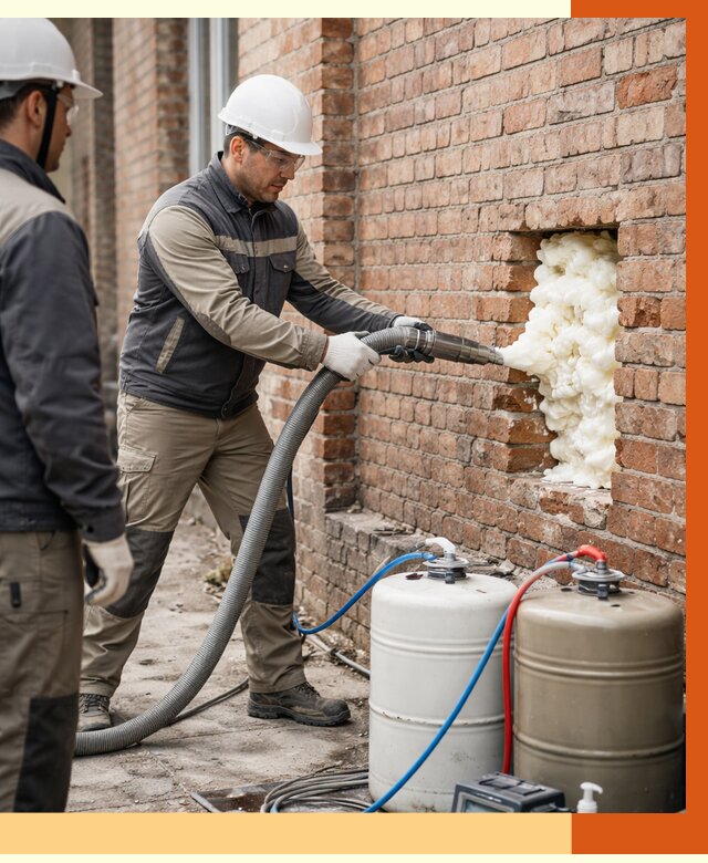 Заливка ППУ в пустоты кирпичной стены в Удомле от 2857 руб. | ТепломастерДмл