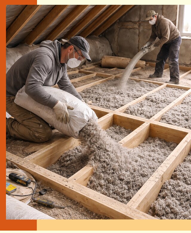 Заполнение полостей чердачного перекрытия в Удомле качественно и надёжно