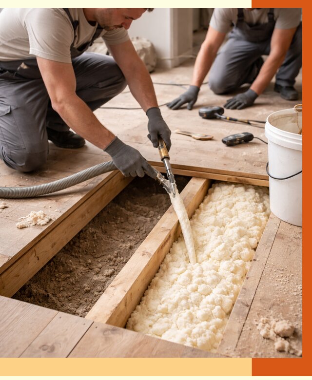 Заполнение пустот пола в Удомле от 2805 руб. — утепление пустот пола под ключ | ТепломастерДмл