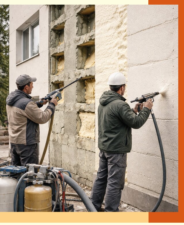 Заполнение пустот фасада в Удомле от 4675 руб. — утепление пустот облицовки | ТепломастерДмл