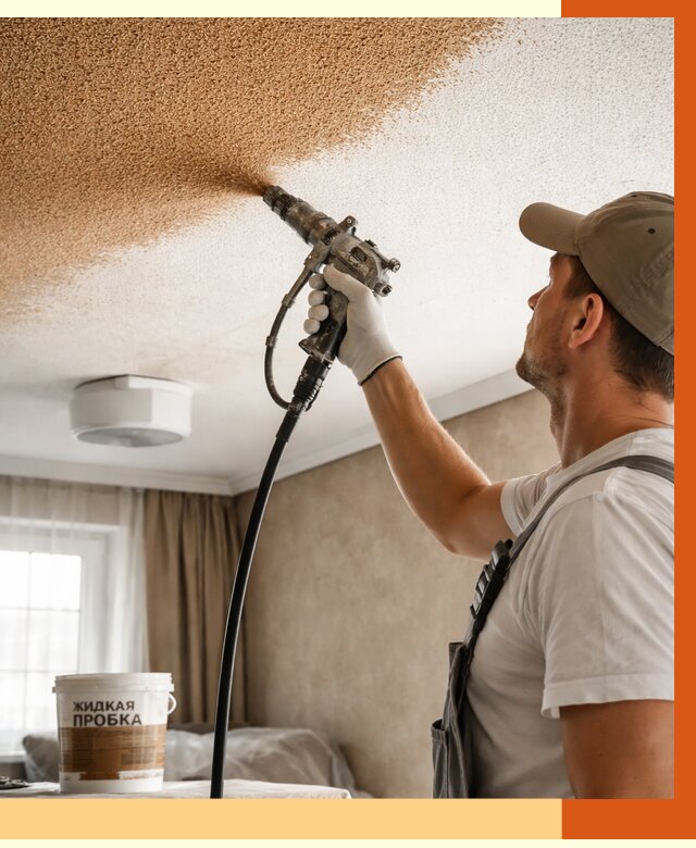 Утепление потолка жидкой пробкой в Удомле от 3636 руб. | ТепломастерДмл