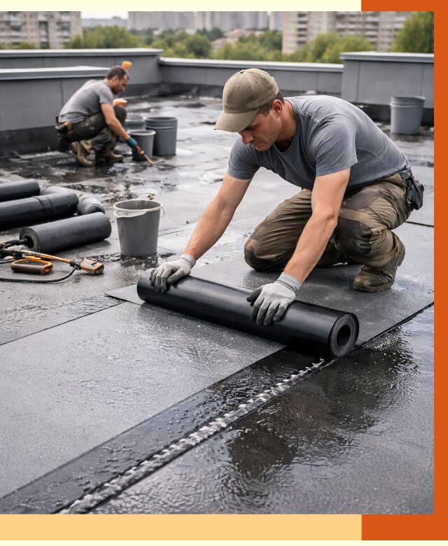 Гидроизоляция плоской кровли в Удомле от 4675 руб./м2 — профессионально | ТепломастерДмл