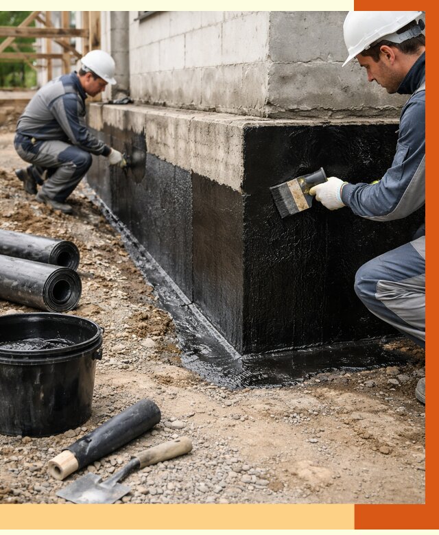 Гидроизоляция фундамента в Удомле от 1299 руб. — профессионально, под ключ | ТепломастерДмл