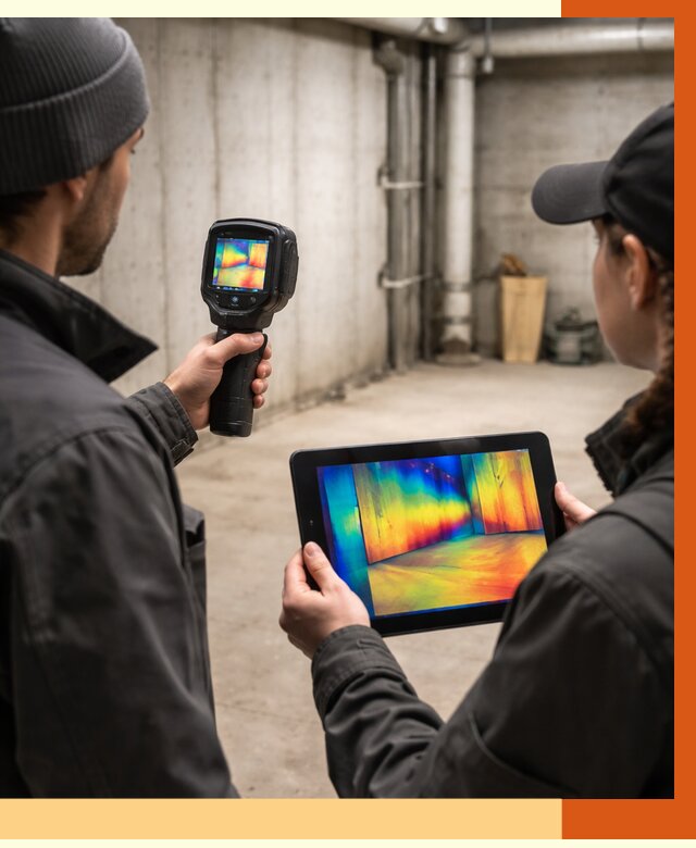 Тепловизионное обследование подвала в Удомле от 4675 руб. — проверка гидроизоляции | ТепломастерДмл