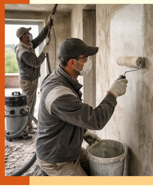 Подготовка поверхности под напыление утеплителя в Удомле