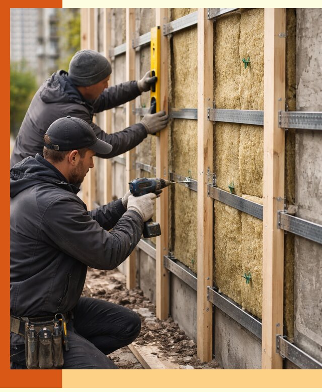 Монтаж обрешетки под утепление зданий и квартир в Удомле